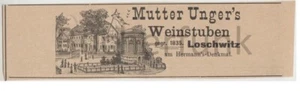 Mutter Unger´s Weinstuben Dresden Loschwitz Original Anzeige 1915 - Bild 1 von 1