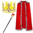 Kids Adults King Queen Robe Cape & Kings Crown Halloween Party Cosplay Dress