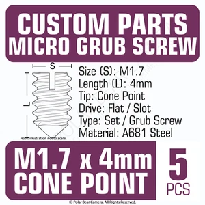 M1.7 Grub Set Screws Camera Lenses Focus Ring 4MM CONE END Headless BLACK JIS - Picture 1 of 1