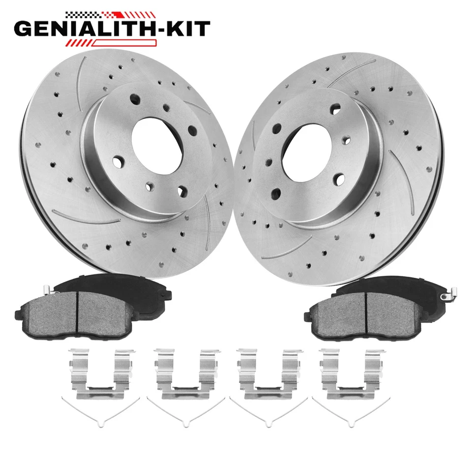 Front Disc Brake Rotors + Brake Pads Kit for 2000 -2004 2005 2006 Nissan Sentra - Imagem 1 de 4