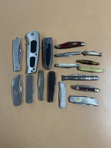 Lot 17 Vintage Knives pocket Knife Parts USA Kershaw Imperial Zippo Western Case - Picture 1 of 24