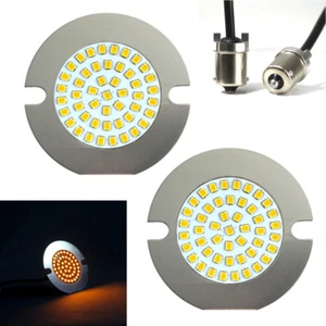 Eagle Lights G2 3" Flat Style Harley LED Rear Amber Turn Signals w Smoked Lenses - Picture 1 of 9