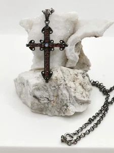 Wunderschöne Kreuz Anhänger(935) mit Kette(925) Silber Granat und 0pal Edelstein - Bild 1 von 12