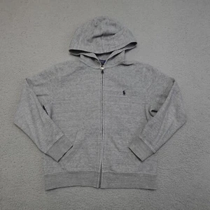 Polo Ralph Lauren Sweatshirt Hoodie Jacket Boys Youth M Zip Logo Pocket Gray - Picture 1 of 11
