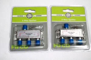 3 WAY SPLITTER F TYPE SCREW CONNECTOR Y TV VIRGIN CABLE SKY SATELLITE 2 PACK - Picture 1 of 10