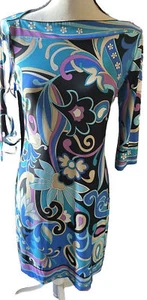👗🔵NUEVO SIN ETIQUETAS Vestido Cache Colorido Estampado Retro Suave Jersey Línea A Talla 12 Azul - Imagen 1 de 3