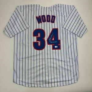 Autographed/Signed Kerry Wood 98 ROY Chicago Pinstripe Baseball Jersey BAS COA - Picture 1 of 4