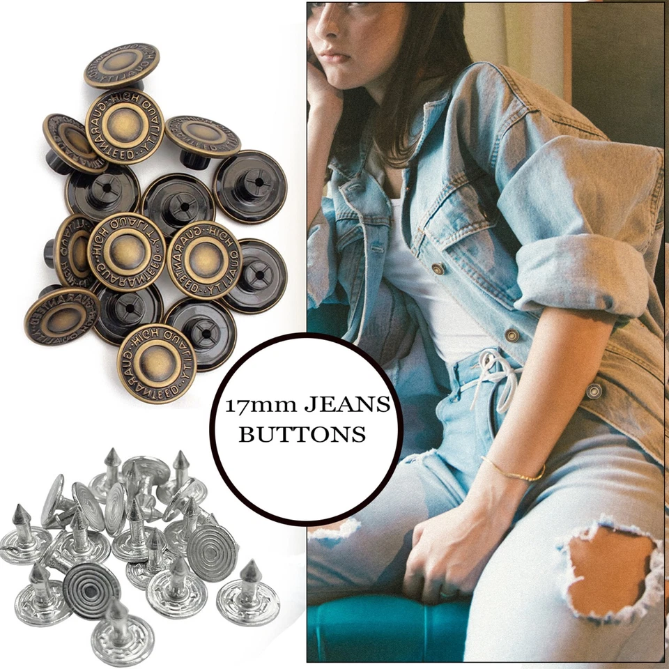 20pcs Light Bronze Jeans Buttons Hammer on Denim Replacement for Handbags 17mm - Image 1 of 4
