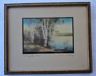 Vtg Framed Signed Wallace Nutting Colored Photograph A Rangeley Shore Lake Boat