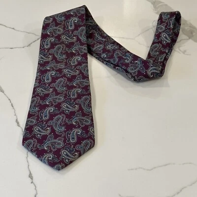 Corbata Hathaway para hombre toda seda borgoña verde azulado cachemira hecha en EE. UU. Foto 1 de 4