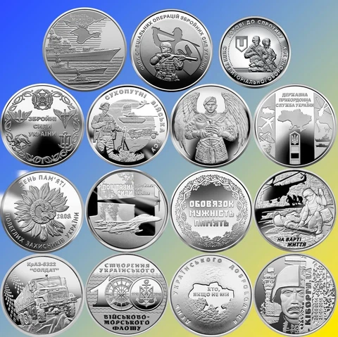 UKRAINE FULL SET 2022 15 COINS Ukrainian-russian war "Armed forces ZSU" Cover
