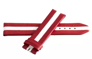 Tissot 21mm x 20mm Red & White Stripe Leather Band Strap - Picture 1 of 3