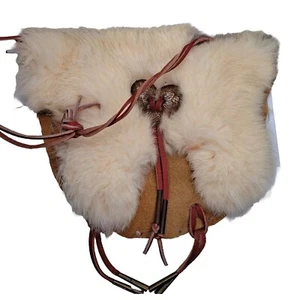 Native American Style Leather Fur Medicine Bag - Picture 1 of 4
