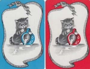 CATS -- 2 --- single vintage swap playing cards - Picture 1 of 1
