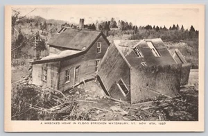 Postcard Waterbury Vermont Flood Scene Wrecked Home Nov 4th 1927 - Picture 1 of 2