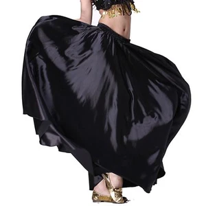 360 Circle Swing Skirt Belly Dance Costume Tribal Satin Long Skirt Flamenco Jupe - Picture 1 of 12