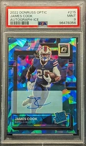 JAMES COOK Rookie Auto 2022 Optic Blue Cracked Ice Prizm PSA 9 Mint SSP /15 RC - Picture 1 of 7