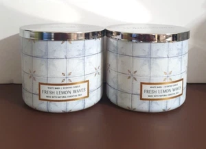 BATH AND BODY WORKS FRESH LEMON WAVES 3-WICK SCENTED CANDLE 14.5 OZ (SET OF 2) - Picture 1 of 1