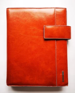 Piquadro Leather Agenda Planner Organizer Cover dark Orange color Large Italy - Bild 1 von 11