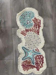 pier 1 imports coastal living seascapes beaded table runner 36” new - Picture 1 of 8