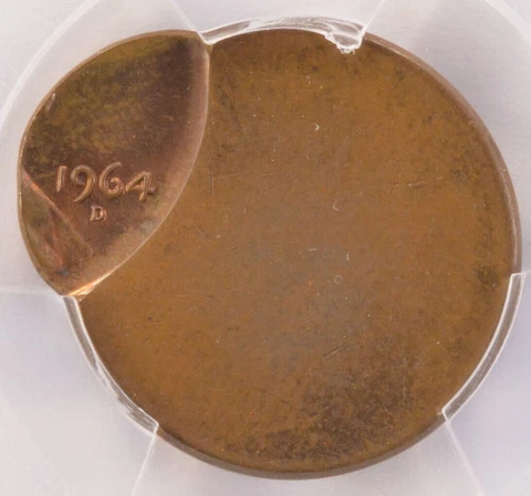 1964-D PCGS 1c Lincoln Cent Struck 93% Off-Center MS62 BN Cover