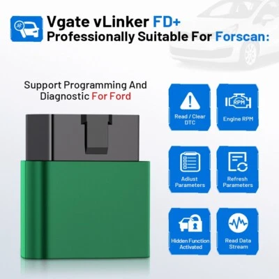 Vgate vLinker FD+ ELM327 BT4.0 OBD2 Autodiagnose Code Reader für IOS für Ford - Bild 1 von 4