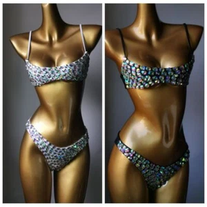 Women's Sexy Diamond Bikini Swimwear Suit Nightclub Party Beach Swimsuit - Picture 1 of 12