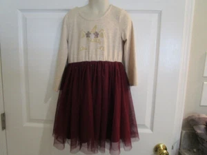 Pink Violet Size 6x Girls Tan & Burgundy Beaded-Sparkle Dress - Picture 1 of 10