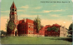 Postcard Illinois Henry County Kewanee Central School & High School 1913 V151 - Picture 1 of 2