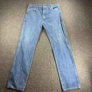 Wrangler Men's A203 Blue Denim Jeans Straight Leg Size 36x36 Cowboy Workwear - Picture 1 of 7