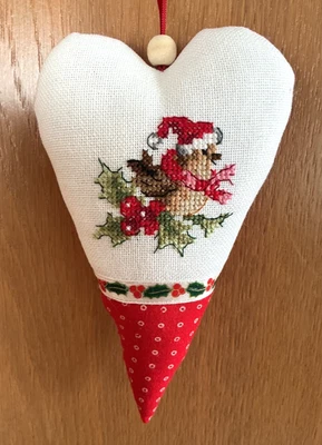 Acufactum Dekoherz Herz Kreuzstich Sticken point des croix Weihnachten Vogel - Bild 1 von 2