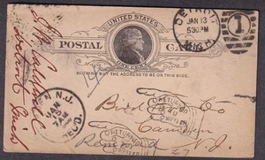 1889 Postkarte J W Caldwell Detroit an Bird Food Co Camden NJ / Rücksendung an Absender - Bild 1 von 2