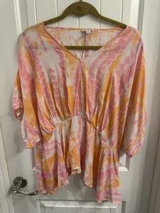 Cato XL rosa/orange/weiß Batik Top - Bild 1 von 6