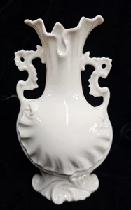 Ready to Paint, White, 10" Scrolled, Porcelain, Glazed Vase - Picture 1 of 4