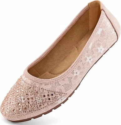 Zapatos planos de ballet para mujer elegantes: negro 8 cómodo vestido estrás encaje...  Foto 1 de 4