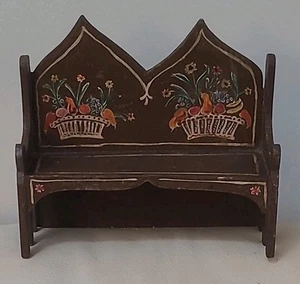 Vintage Dollhouse Bench Hand Painted Handmade Wood Garden Antique - Picture 1 of 7