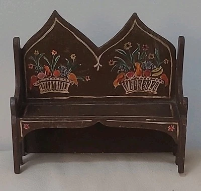 Vintage Dollhouse Bench Hand Painted Handmade Wood Garden Antique - Image 1 of 4