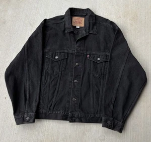 Vintage Levis Jacket Mens Large Black Denim 70507 4159 Type 3 Trucker Made 90s - Picture 1 of 8