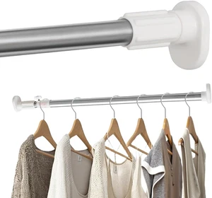 Extendable Curtain & Clothes Rod 40–60cm No Drill 25.4mm Beige for Window/Closet - Picture 1 of 14