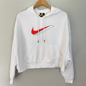 Nike NSW Fleece Graphic Hoodie - Cropped - Weiß/Mintgrün/Orange - Damen Medium - Bild 1 von 4