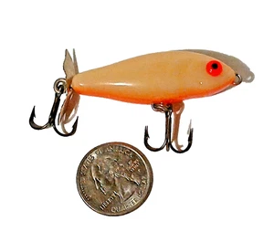NUEVO PEQUEÑO 2" RARO VINTAGE BOMBARDERO RASGAR SÁBALO SEÑUELO DE PESCA HUESO NEGRO NARANJA VIENTRE - Imagen 1 de 12