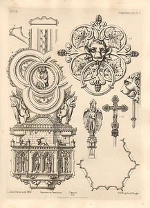 1858 GROSSER ARCHITEKTUR DRUCK OSNABRÜCKER DOM MITTELALTER GOTIK KUNST MITTELALTER - Bild 1 von 1