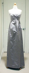 J.CREW COLLECTION $405 NWT ARABELLE LONG DRESS IN SILK TAFFETA SILVER SIZE 6 8 - Picture 1 of 9