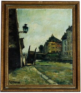 Escena callejera - pintura al óleo antigua, firmada ilegítimamente, Berlín? ¿París? Praga? - Imagen 1 de 5