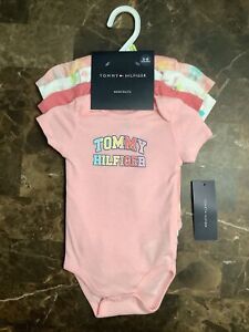 New Baby Girls Tommy Hilfiger Bodysuits 4 Pack Pink Size 3-6M