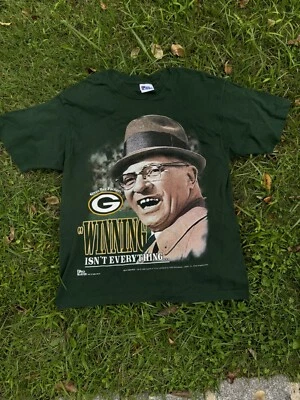 复古绿湾包装工队 Vince Lombardi 职业球员 T 恤男式大号 NFL — 第 1/3 张图片