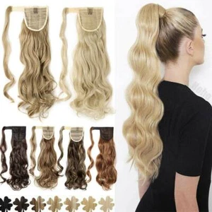 Echt lang DICK Wickel als Echthaarverlängerung Pferdeschwanz Clip In Stücke blond - Bild 1 von 36