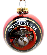 USMC United States Marine Corps 3" Bright Shiny Red Ornament Emblem & Hymn (Z26)