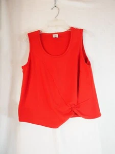 CABI Knotty Tank Top Shirt MEDIUM Bright Red/Orange Asymmetric Twist Front - Picture 1 of 5