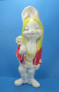 1970s Hippie Flower Power Girl Bunny Rabbit Plastic Blow Mold Toy  RARE - Picture 1 of 9